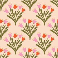 Beautiful floral pattern with hand drawn bouquets. Vector seamless texture with repetitive flowers. Floral background