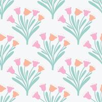 Beautiful floral pattern with hand drawn bouquets. Vector seamless texture with repetitive flowers. Floral background