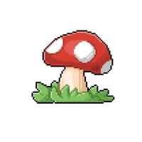 red mushroom in pixel art style vector