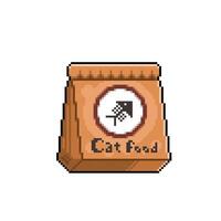 gato comida firmar en píxel Arte estilo vector