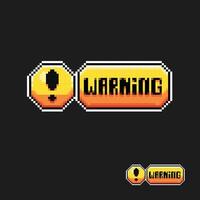 yellow warning sign in pixel art style vector