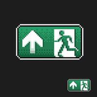 up exit sign in pixel art style vector