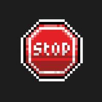 red octagon stop sign in pixel art style vector