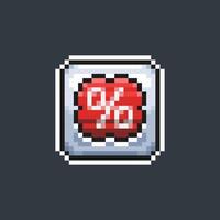 red percentage sign in pixel art style vector