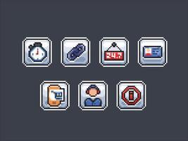 user interface sign set in pixel art style vector