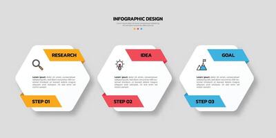 Modern business infographic template with 3 options or steps icons. vector