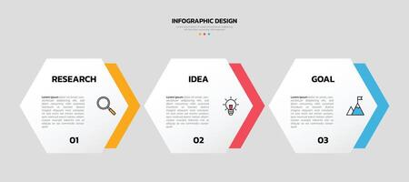 Modern business infographic template with 3 options or steps icons. vector