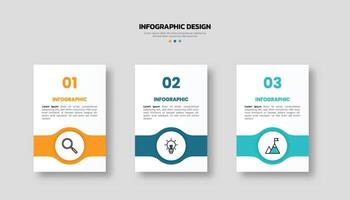 Modern business infographic template with 3 options or steps icons. vector