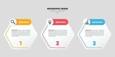 Modern business infographic template with 3 options or steps icons. vector