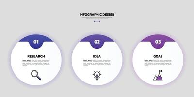 Modern business infographic template with 3 options or steps icons. vector