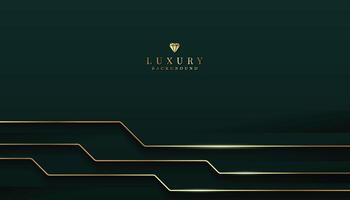 Dark green luxury background with golden elements. vector