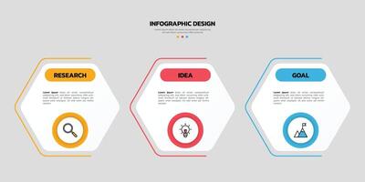 Modern business infographic template with 3 options or steps icons. vector