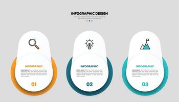 Modern business infographic template with 3 options or steps icons. vector