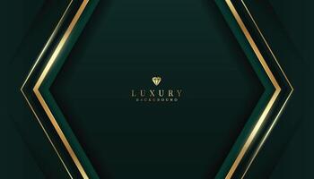 Dark green luxury background with golden elements. vector