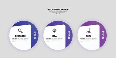 Modern business infographic template with 3 options or steps icons. vector