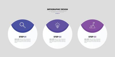 Modern business infographic template with 3 options or steps icons. vector