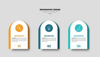 Modern business infographic template with 3 options or steps icons. vector