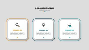 Modern business infographic template with 3 options or steps icons. vector