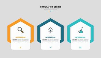 Modern business infographic template with 3 options or steps icons. vector