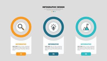 Modern business infographic template with 3 options or steps icons. vector