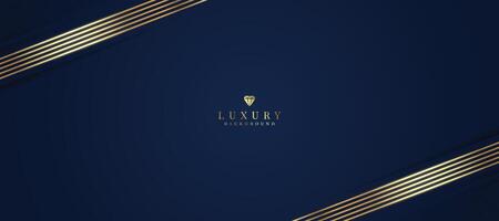 Elegant dark blue background with gold and glitter elements. modern luxury abstract background vector
