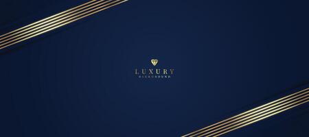 Elegant dark blue background with gold and glitter elements. modern luxury abstract background vector