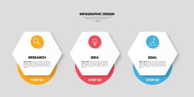 Modern business infographic template with 3 options or steps icons. vector