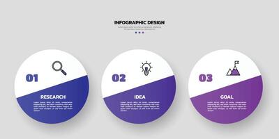 Modern business infographic template with 3 options or steps icons. vector