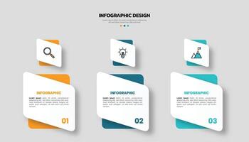 Modern business infographic template with 3 options or steps icons. vector