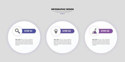 Modern business infographic template with 3 options or steps icons. vector