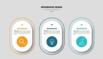 Modern business infographic template with 3 options or steps icons. vector