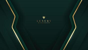 Dark green luxury background with golden elements. vector