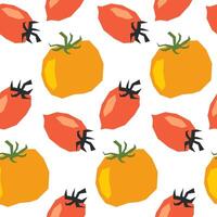 Seamless pattern with ripe tomatoes. Applique style drawing. Background, wrapping paper. vector