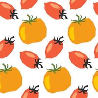 Seamless pattern with ripe tomatoes. Applique style drawing. Background, wrapping paper. vector