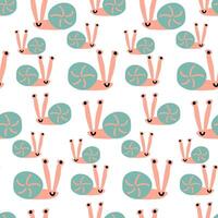 seamless background with funny snails. pattern vector