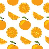 Seamless pattern with ripe oranges and slices. Applique style drawing. Background, wrapping paper. vector