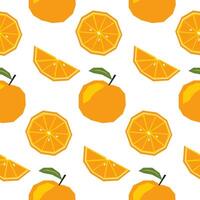 Seamless pattern with ripe oranges and slices. Applique style drawing. Background, wrapping paper. vector