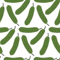Seamless pattern with cucumber. Applique style drawing. Background, wrapping paper. vector