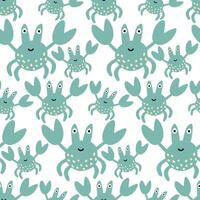 seamless background with funny baby crabs. Marine pattern vector