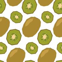 Seamless pattern with slices and ripe kiwi. Background, wrapping paper. Applique style drawing vector