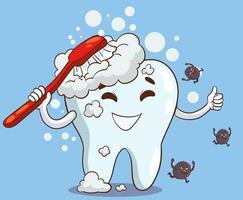 vector brushing Teeth Concept With Cartoon Character