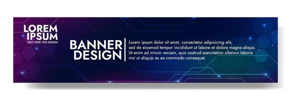 Gradient Digital technology banner. Futuristic banner for various design projects such as websites, presentations, print materials, social media posts vector