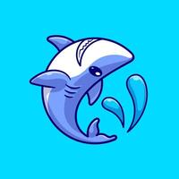 Cute Shark Fish Swimming Cartoon Vector Icon Illustration. Animal Nature Icon Concept Isolated Premium Vector. Flat Cartoon Style