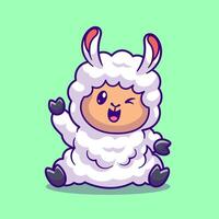 Cute Sheep Waving Hand Cartoon Vector Icon Illustration. Animal Nature Icon Concept Isolated Premium Vector. Flat Cartoon Style