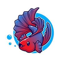 Cute Betta Fish Swimming Cartoon Vector Icon Illustration. Animal Nature Icon Concept Isolated Premium Vector. Flat Cartoon Style