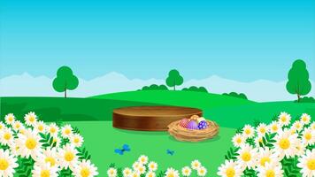 Podium Easter Egg, with Rabbit play and try catch up a Bee video