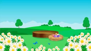 Podium Easter Egg, with Rabbit play and try catch up a Bee video