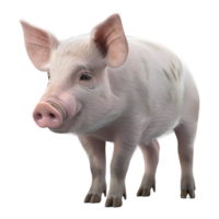 ai généré 3d le rendu de une porc permanent sur transparent Contexte - ai généré png