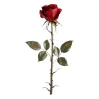 ai généré 3d le rendu de une rouge Rose fleur sur transparent Contexte - ai généré png