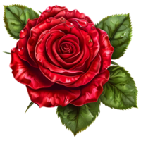 ai generiert 3d Rendern von ein rot Rose Blume auf transparent Hintergrund - - ai generiert png